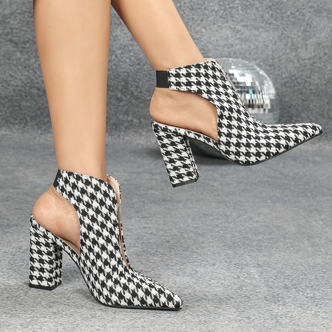 ZAPATOS DE TACÓN CON ESTAMPADO PIED DE POULE Y ELÁSTICO Zapato 23 ZAPRINI 