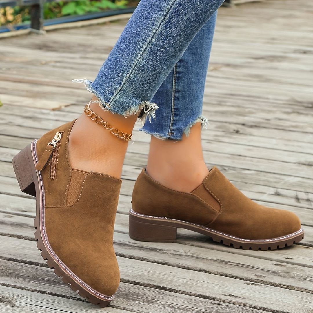 ZAPATOS DE TACÓN GRUESO CON CIERRE LATERAL Zapato 11 ZAPRINI Marrón 34 