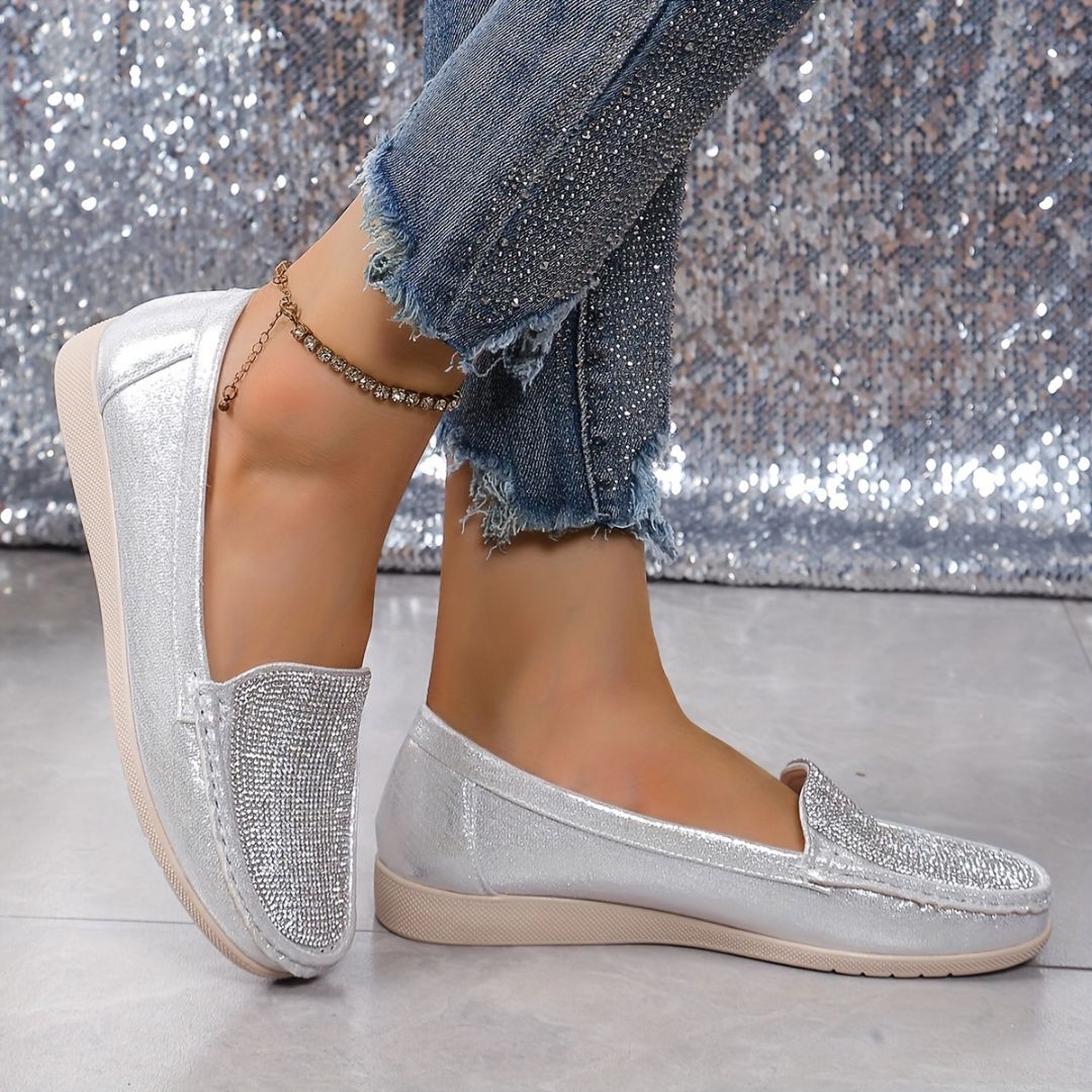 ZAPATOS PLANOS CON STRASS Zapato 15 ZAPRINI Plateado 34 