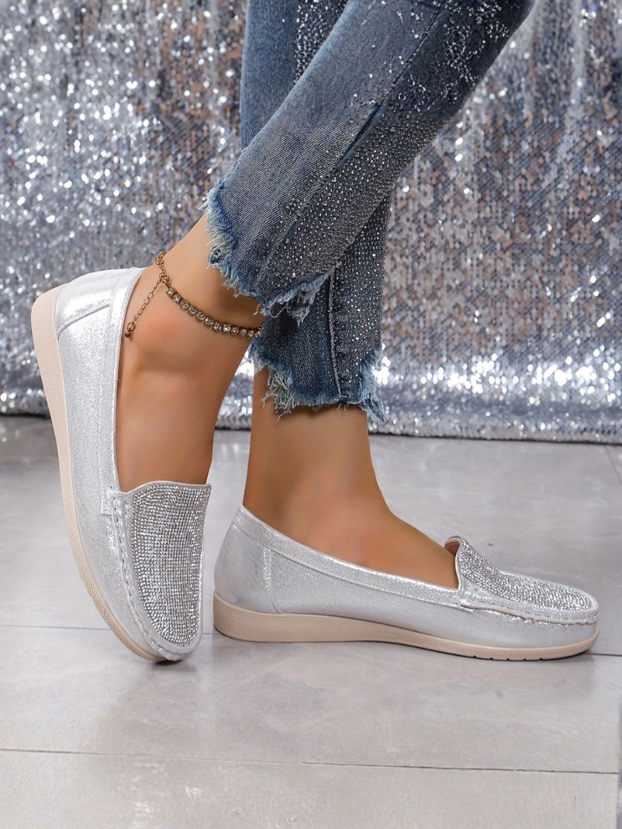 ZAPATOS PLANOS CON STRASS Zapato 15 ZAPRINI Plateado 34 