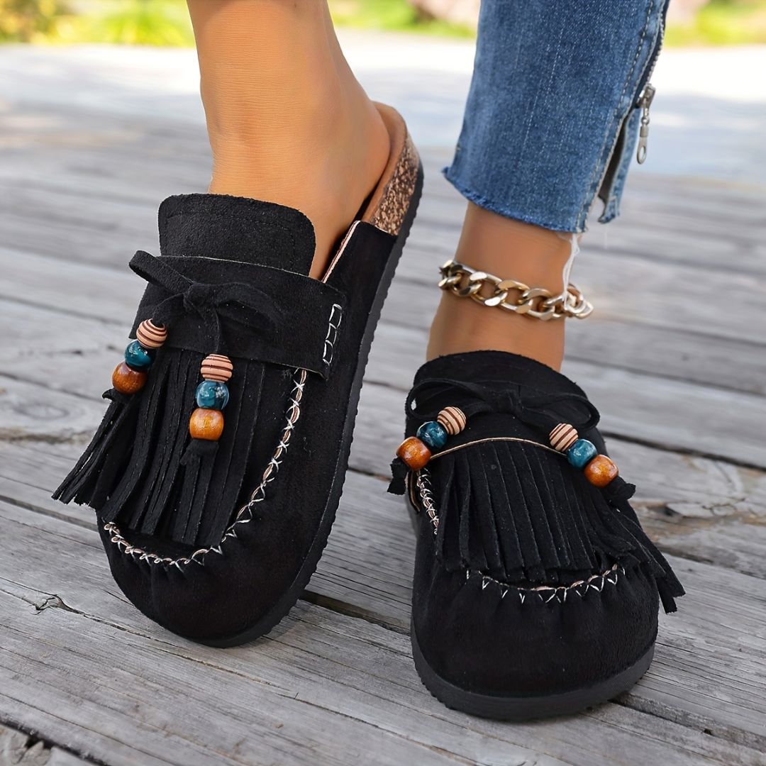 ZUECOS CON BORLAS DE CUENTAS Zueco 13 ZAPRINI Negro 34 