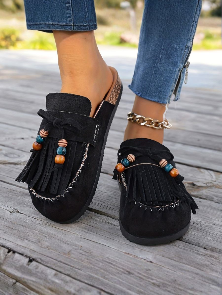 ZUECOS CON BORLAS DE CUENTAS Zueco 13 ZAPRINI Negro 34 