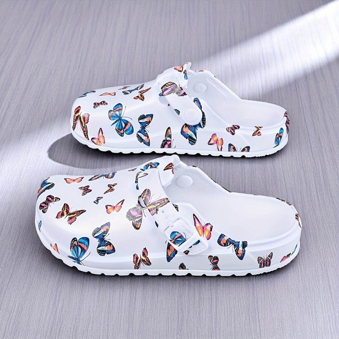 ZUECOS CON ESTAMPADO DE MARIPOSAS Zueco 10 ZAPRINI 