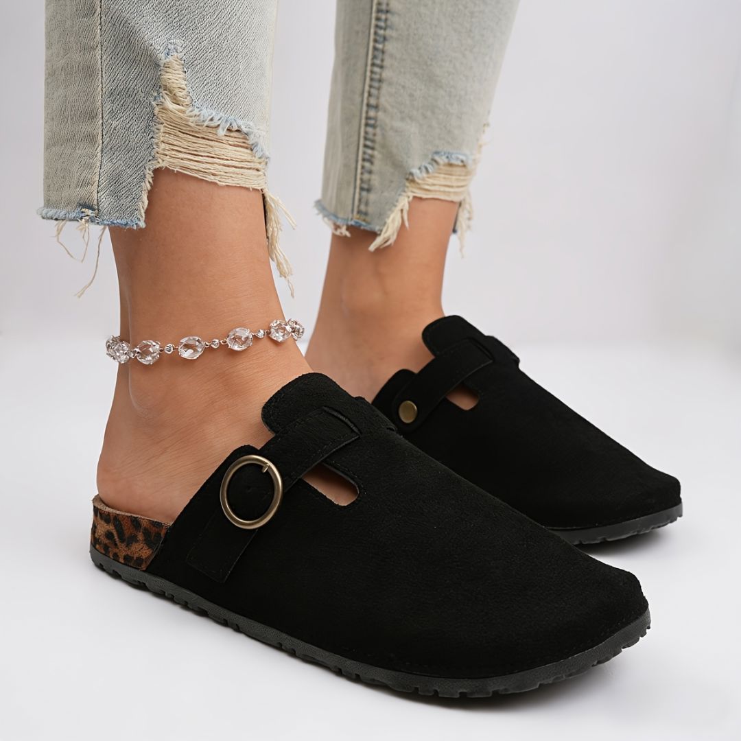ZUECOS CON HEBILLA Y SUELA LEOPARDO Zueco 1 ZAPRINI Negro 34 