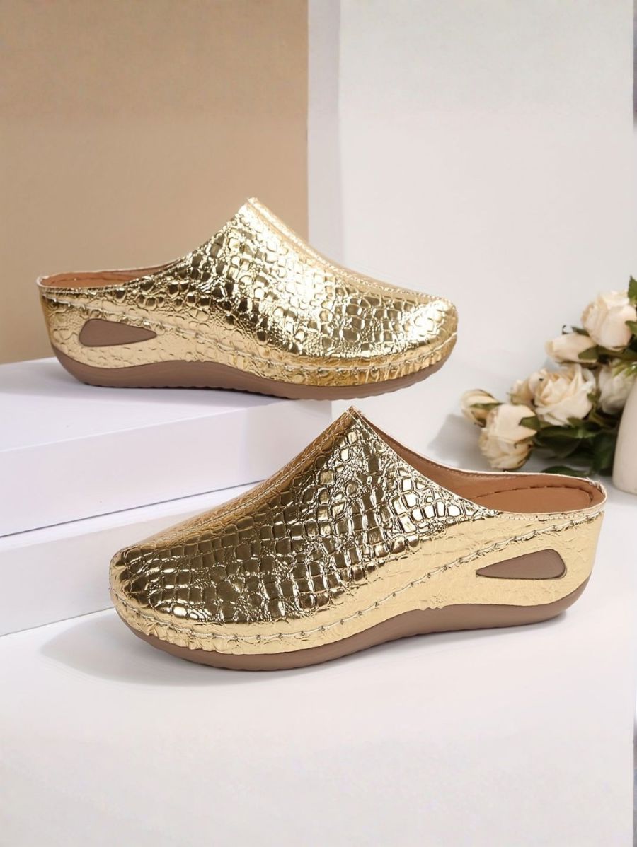 ZUECOS DORADOS CON PLATAFORMA Zueco 9 ZAPRINI 