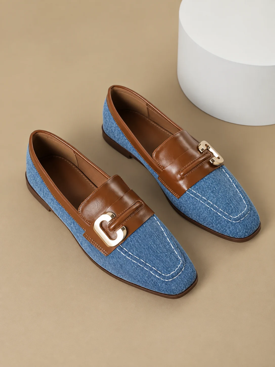 Zapatos De Punta Cuadrada y Hebilla En C