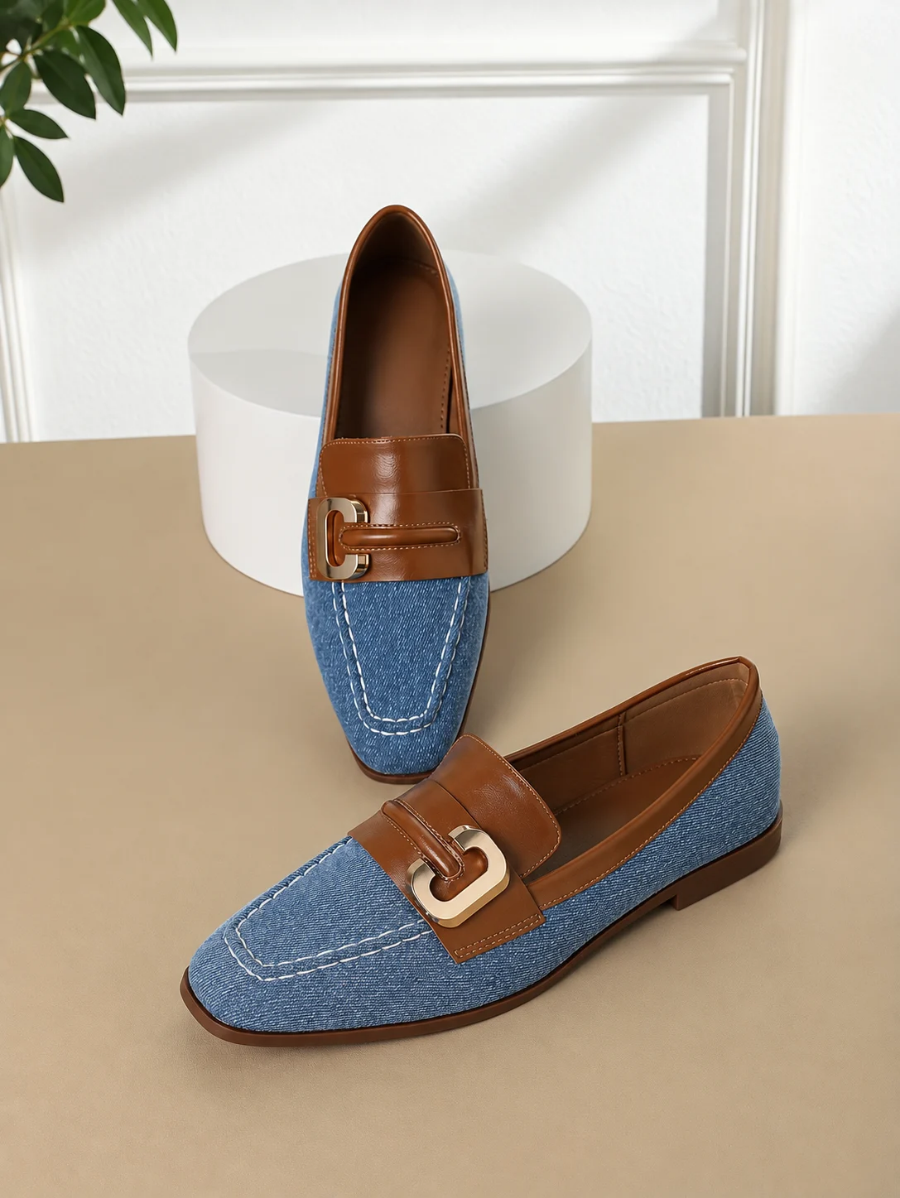 Zapatos De Punta Cuadrada y Hebilla En C