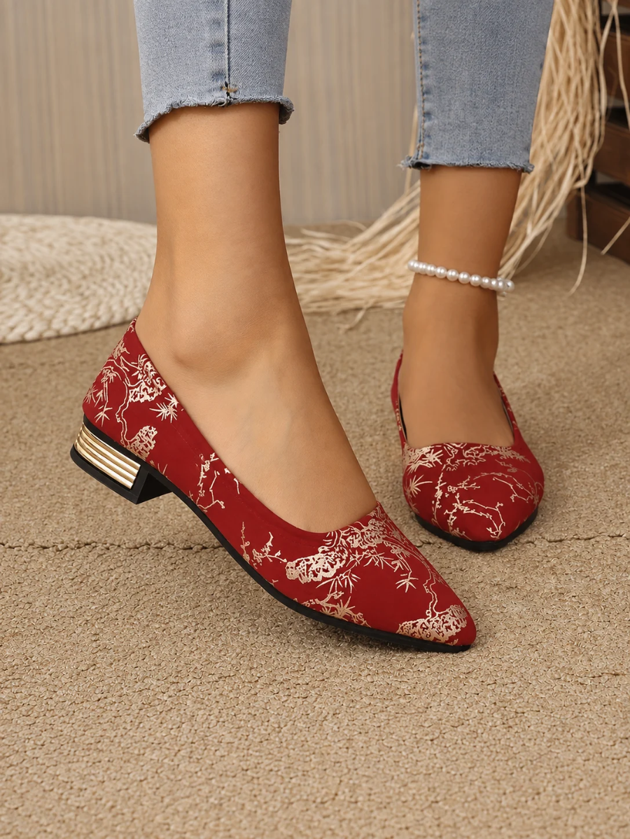 Zapatos De Punta Fina y Tacón Bajo