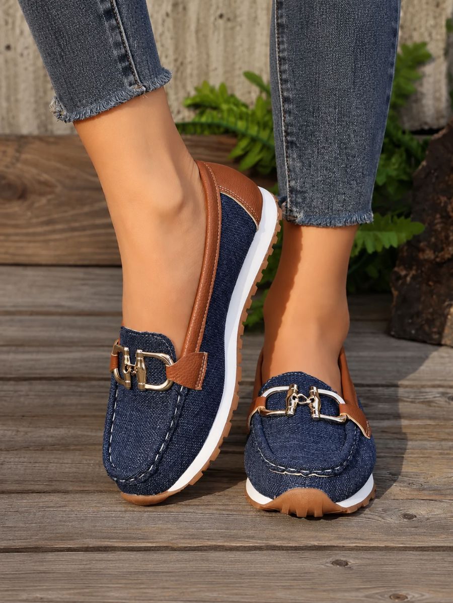 Zapatos De Punta Redonda Con Detalle Metálico Zapato 26 ZAPRINI Azul 34 