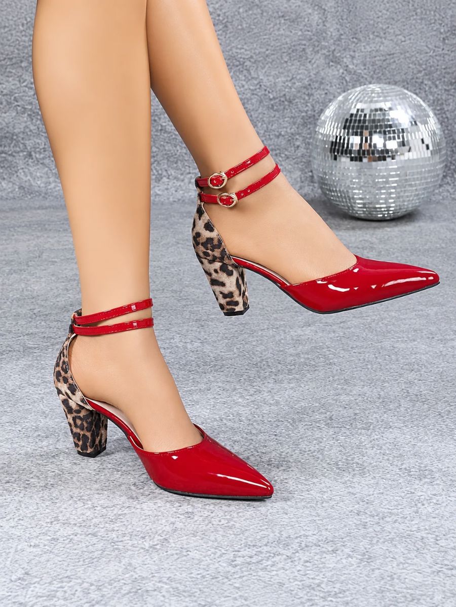 Zapatos De Tacón Con Detalle En Leopardo y Hebillas Zapato 30 ZAPRINI 34 