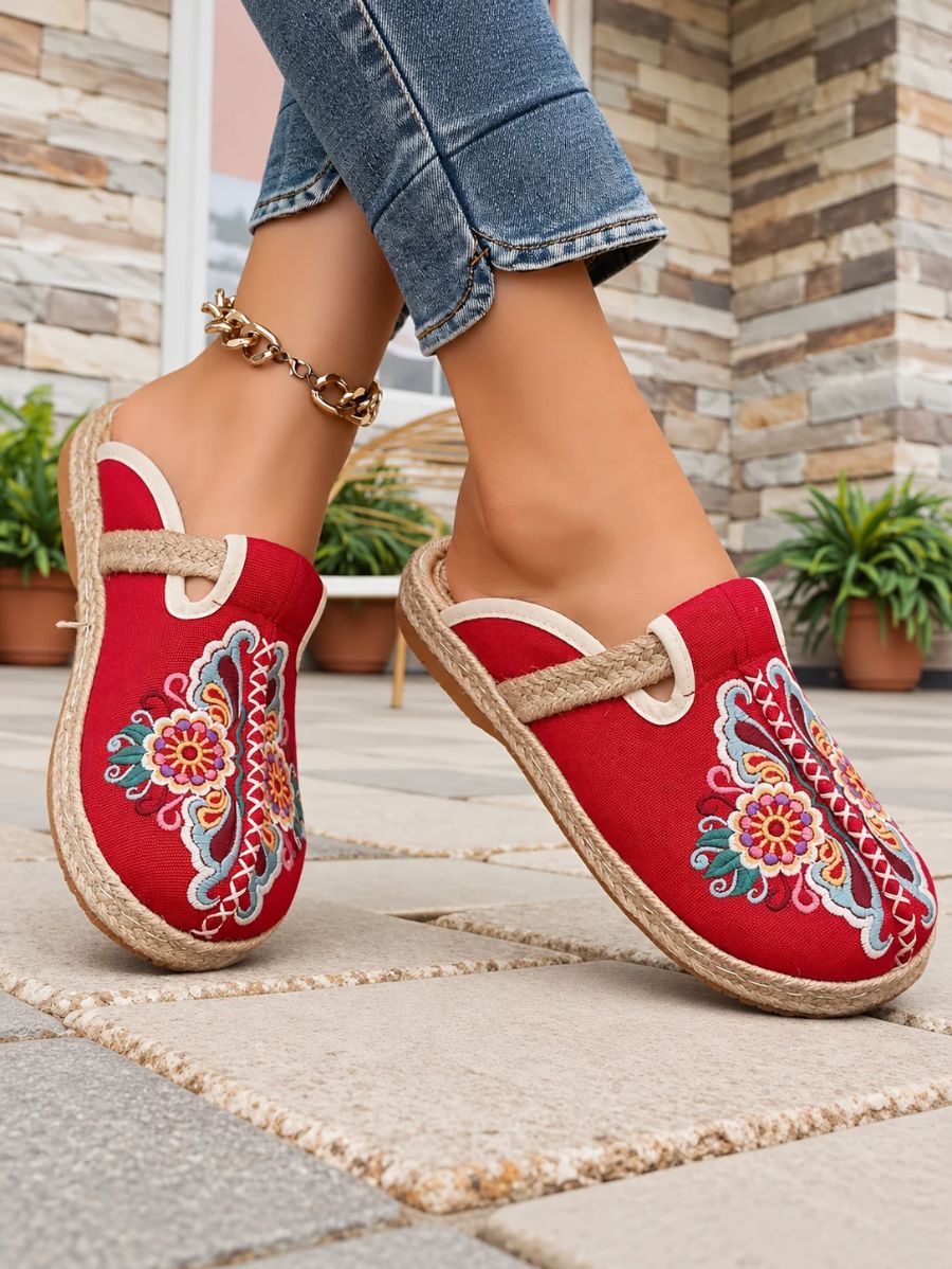 Zuecos Con Bordado Colorido Zueco 29 ZAPRINI Rojo 34 