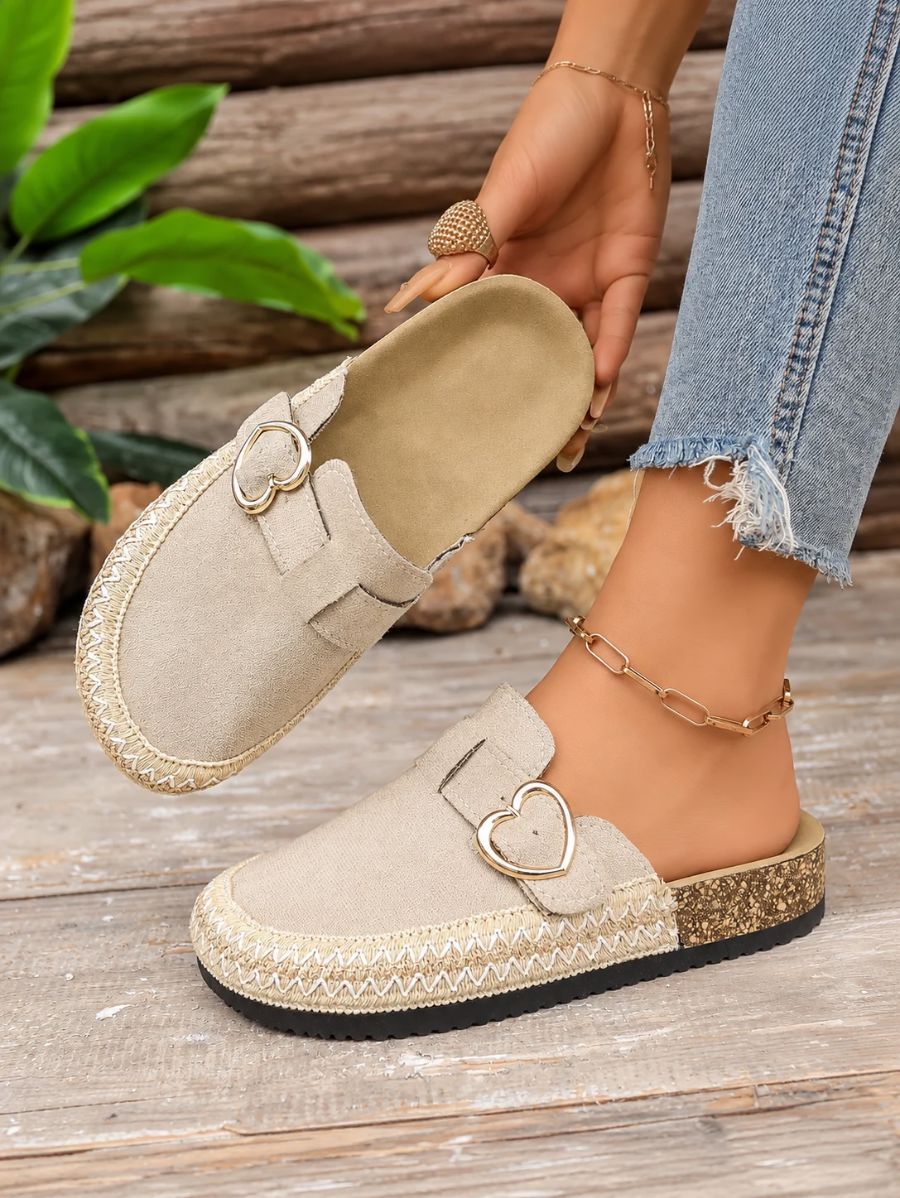 Zuecos Con Hebilla De Corazón y Bordado Zueco 30 ZAPRINI Beige 34 