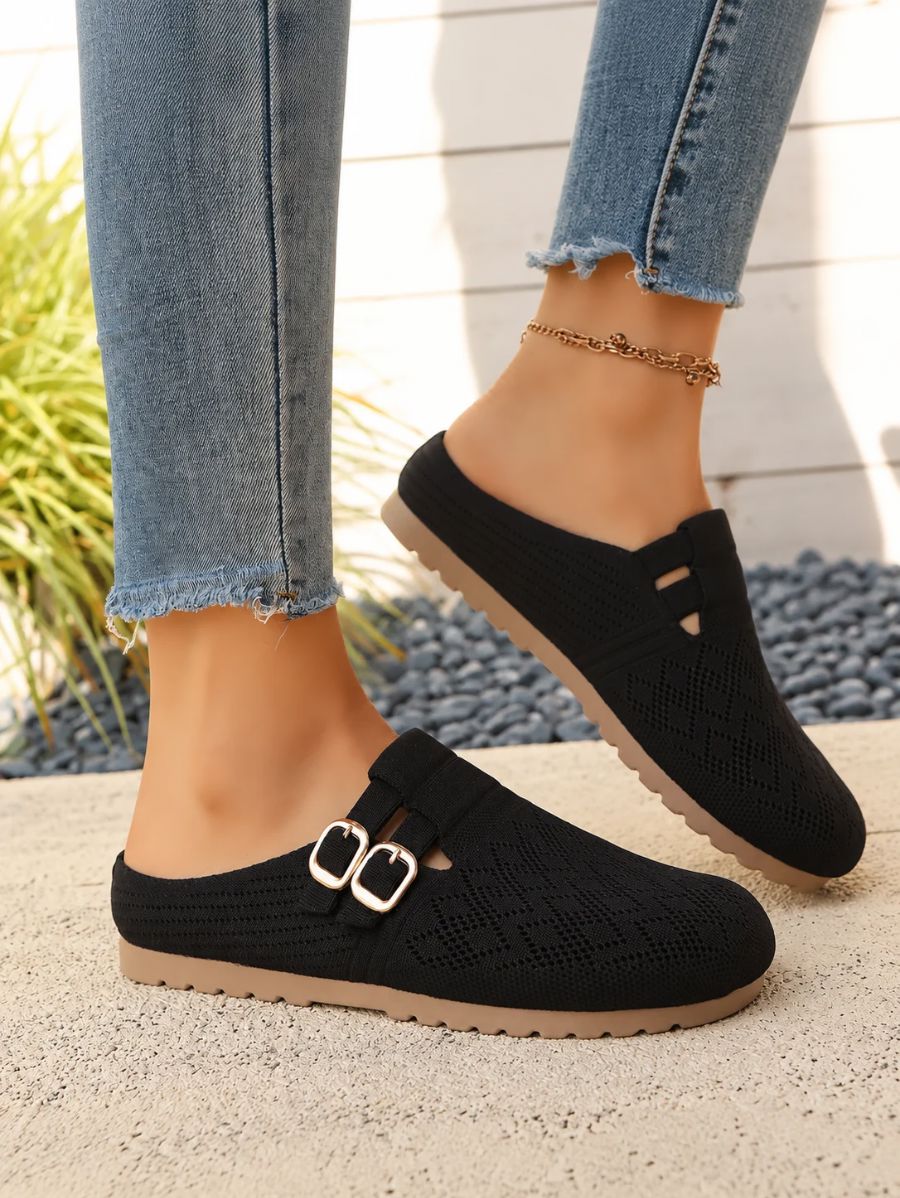 Zuecos Flexibles Con Hebillas y Calado Zueco 23 ZAPRINI Negro 34 