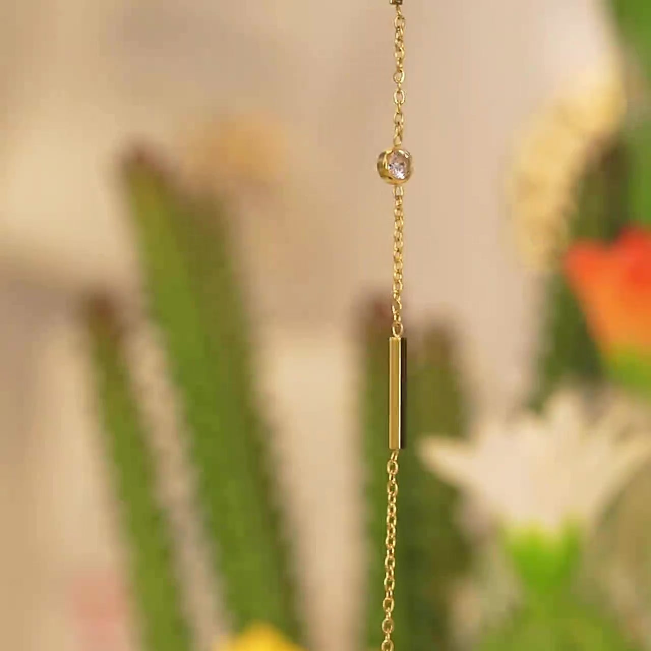 Pulsera De Cadena Fina Con Circonia Enchapado En Oro 18K