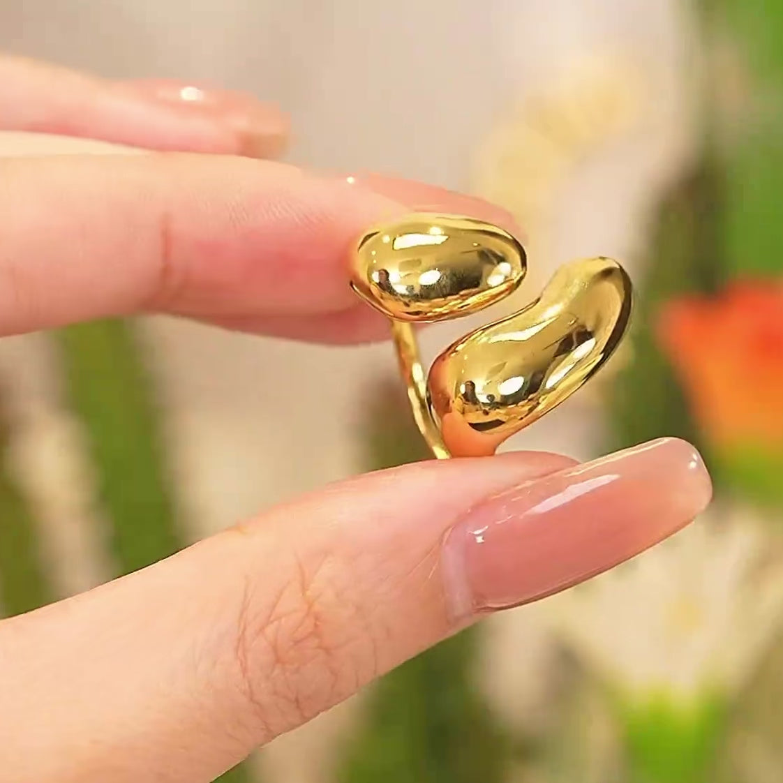 Anillo Ajustable Con Forma De Onda Enchapado En Oro 18K