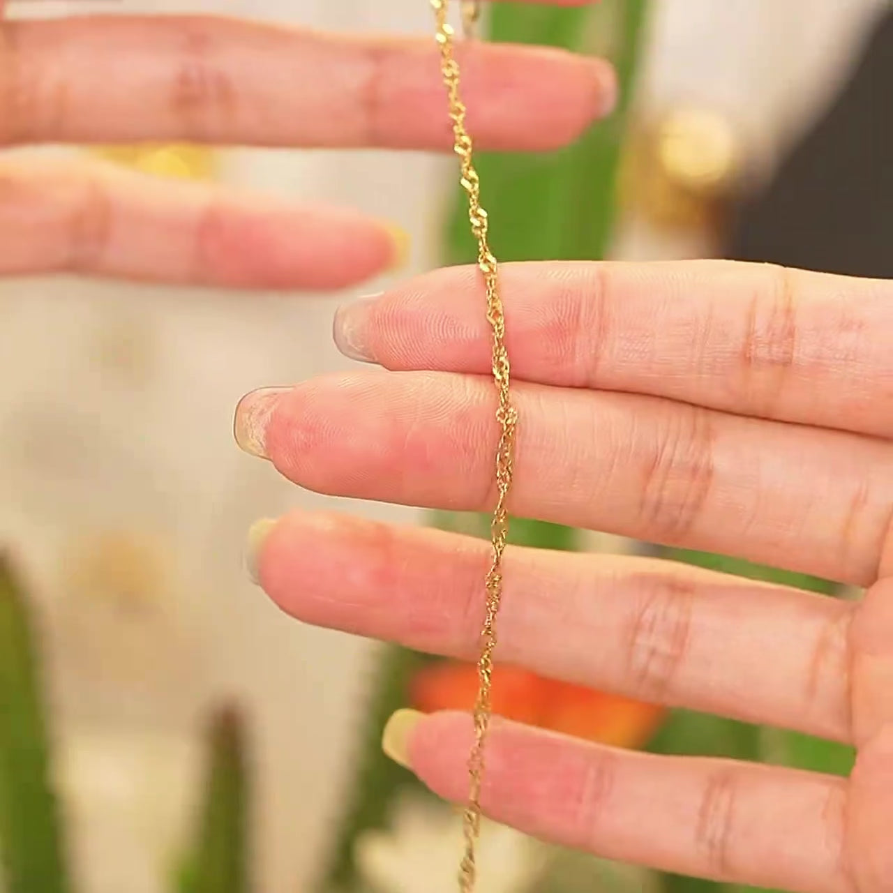 Pulsera De Cadena Fina Enchapado En Oro 18K